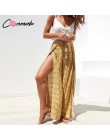 Conmoto Casual wysoka talia szerokie spodnie nogi kobiet 2019 lato plaża Split spodnie kobiece wakacje rocznika kwiatowe drukuje