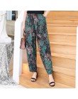 2019 nowy spodnie na lato kobiety w stylu Vintage elastyczny pas druku kwiatowy elegancki spodnie kobiece na co dzień spodnie sz