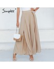 Simplee eleganckie kobiety spodnie na lato szerokie nogawki elastyczna wysoka talia podziel spodnie Casual streetwear moda kobie