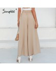 Simplee eleganckie kobiety spodnie na lato szerokie nogawki elastyczna wysoka talia podziel spodnie Casual streetwear moda kobie