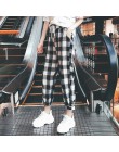 Koreański styl kobiet w połowie pasa proste Plaid drukuj kostki długość spodnie poliester vadim harajuku pantalon femme befree