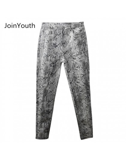 JoinYouth kobiety wąż druku ołówek wzór spodnie damskie wysokiej talii Skinny moda Stretch jesień zima elastyczne kobiece spodni