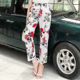 2019 letnie spodnie damskie koreański bawełna pościel elastyczny pas kratę spodnie na co dzień proste wysokiej talii spodnie spo
