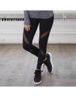 CHRLEISURE Sexy kobiety legginsy Gothic wkładka Mesh projekt spodnie spodnie duży rozmiar czarny Capris odzież sportowa nowy fit