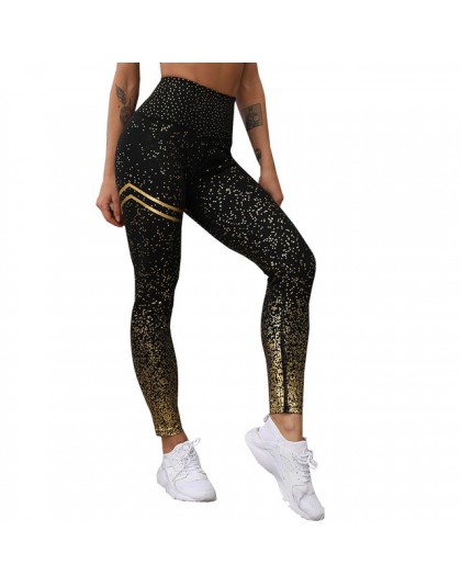 NORMOV nowy Hotsale kobiety złoty drukuj legginsy nie jest przezroczysta ćwiczeń fitness legginsy Push Up trening kobiece spodni