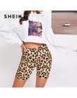 SHEIN Multicolor na co dzień w stylu Highstreet Leopard Print Skinny krótki Legging lato nowoczesne Lady Athleisure kobiety Crop