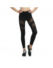 HEFLASHOR 2019 Sexy Women legginsy gotycki siatkowy design spodnie spodnie czarna wąska sportowa odzież nowe legginsy Fitness