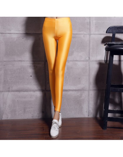 Kobiet jednolity kolor spodnie legginsy duży Shinny elastyczność spodnie typu casual dla dziewczyny