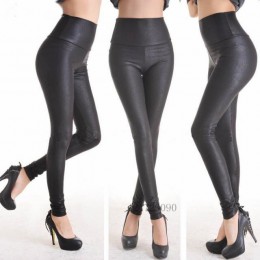 2018 nowa sprzedaż moda serpentyn sexy legginsy damskie legginsy Stretch wysokiej talii jakości spodnie ze sztucznej skóry Plus 