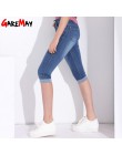 GAREMAY rozmiar Plus obcisłe Capris dżinsy kobieta kobiet Stretch długość do kolan spodenki jeansowe spodnie kobiet z wysokiej t