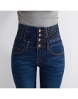Damskie zimowe Jeans wysokiej talii spodnie obcisłe podszyty polarem elastyczna talia Jeggings na co dzień Plus rozmiar dżinsy d