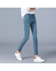 Dżinsy dla kobiet wysokiej talii plus rozmiar pełnej długości obcisła, ołówkowa czarna niebieskie dżinsy 100kg