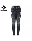2168 Youaxon nowy czarny motocykl Biker Zip Jeans damskie średnio wysokie talii Stretch Denim spodnie obcisłe dżinsy silnika dla