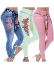 WENYUJH 5XL 2019 kobiety Stretch wysokiej talii Skinny hafty dżinsy kwiatowy Print spodnie jeansowe spodnie kobiety ołówek spodn