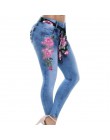 WENYUJH 5XL 2019 kobiety Stretch wysokiej talii Skinny hafty dżinsy kwiatowy Print spodnie jeansowe spodnie kobiety ołówek spodn
