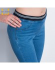 LEIJIJEANS moda jesień legginsy niebieski S 6XL kobieta w połowie talii Plus Size kobiety wysokiej elastyczna pełna długość spod