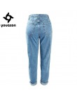 1886 Youaxon 100% bawełna Vintage wysokiej talii dżinsy dla mamy damskie niebieskie czarne spodnie dżinsowe chłopaka Jean Femme 