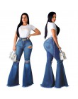Tsuretobe Fashion Denim spodnie flare kobiety Retro porwane jeansy spodnie z szerokimi nogawkami Lady Casual spodnie z dzianiny 