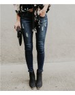 2019 wiosna moda bielone porwane jeansy damskie bawełniane Denim Slim elastyczność spodnie obcisłe wąsy efekt dżinsy vintage Fem