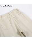 GCAROL 2019 wiosna jesień elastyczny pas Retro stare spodnie kostki długość pierwsza miłość luźne w stylu Vintage proste spodnie