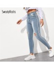 SweatyRocks paskiem po stronie zgrywanie Skinny dżinsy rekreacyjne elastyczne długie spodnie dżinsowe 2019 wiosna kobiety Street