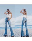 2019 panie Denim wysokiej talii Flare Jeans Boyfriend Jeans dla kobiet Skinny damskie spodnie nogi kobiece szerokie mama dżinsy 