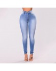 2019 dopasowane dżinsy dla kobiet chude wysokiej talii dżinsy kobieta niebieski Denim ołówek spodnie Stretch talia spodnie jeans