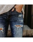 Peak 2018 kobiety mody Denim dżinsy ołówek spodnie na co dzień dziury zgrywanie długie spodnie w stylu Vintage Stretch Slim Fit 
