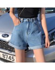 Garemay damskie spodenki jeansowe klasyczny w stylu Vintage wysokiej talii niebieski szerokie nogi kobiece casual lato szorty da