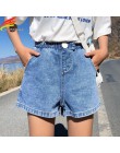 Streetwear lato kobiet Denim szorty 2019 New Arrival wysokiej elastyczny pas spodnie szerokie nogawki spodenki Jeans czarny nieb