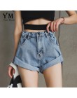 YuooMuoo w stylu Vintage wysoka talia do zaciskania spodenki jeansowe kobiet 2019 koreański styl na co dzień szorty dżinsy letni