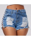 Hzirip Sexy lato kobiet Denim szorty 2019 nowy czarny niebieski wysokiej talii zgrywanie krótkie dżinsy Femme Tassel wiązana ban