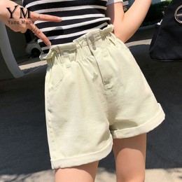 YuooMuoo 2019 lato czarne kobiety dżinsy szorty Harajuku elastyczna wysoka talia biały jeansowe spodenki vintage kieszenie krótk