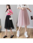 Tulle spódnice kobiet Midi plisowana spódnica czarny różowy tiul spódnica kobiet 2019 wiosna lato koreański elastyczna wysoka ta