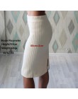 GIGOGOU 60-80CM elastyczna opaska kobiety spódnice jesień zima ciepłe dzianiny prosta spódnica prążkowane prążkowany w połowie d