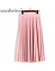 Aonibeier moda damska wysokiej talii plisowana jednolity kolor długość elastyczna spódnica promocje Lady czarny różowy, na co dz