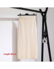 GIGOGOU 60-80CM elastyczna opaska kobiety spódnice jesień zima ciepłe dzianiny prosta spódnica prążkowane prążkowany w połowie d