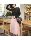 Wiosna i jesień nowa moda damska wysoka talia plisowana jednolity kolor pół długość elastyczna spódnica promocje Lady czarny róż