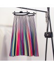 Modna elegancka spódnica damska midi plisowana na gumce w pasie do kostek oryginalny wzór kolorowa wysoki stan z podszewką