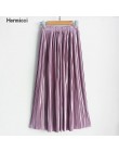 Hermicci 2018 lato plisowana kostek Maxi spódnica długa w stylu Vintage kobiety spódnica metalowa
