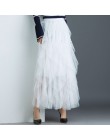 Kobiety nieregularne Tulle spódnice moda elastyczna wysoka talia spódniczka baletowa plisowane długie spódnice spódnica trzy czw