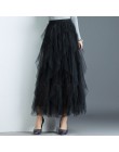 Kobiety nieregularne Tulle spódnice moda elastyczna wysoka talia spódniczka baletowa plisowane długie spódnice spódnica trzy czw