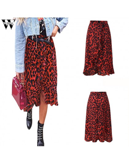 Womail sp&oacutednica kobiety lato Leopard Print w stylu Vintage długie damskie na co dzień wysokiej talii plisowana sp&oacute