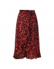 Womail sp&oacutednica kobiety lato Leopard Print w stylu Vintage długie damskie na co dzień wysokiej talii plisowana sp&oacute
