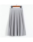 CRRIFLZ 2019 wiosna jesień moda damska wysoka talia plisowana jednolity kolor pół długość elastyczna spódnica promocje Lady czar