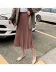 Surmiitro elegancki solidna Midi plisowana spódnica kobiet 2019 jesień zima panie koreański wysokiej talii linii szkoły długa sp