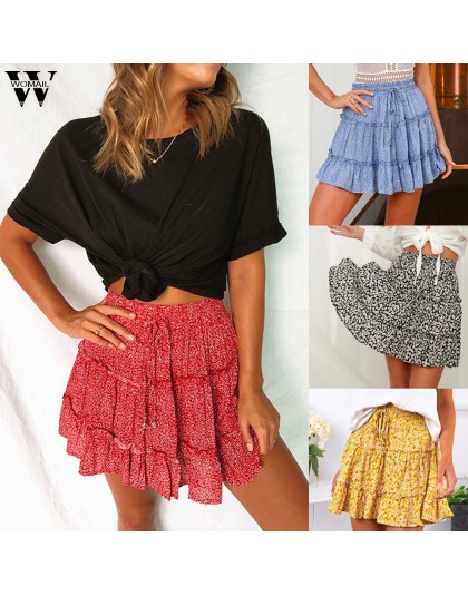 Womail spódnica kobiety lato 2019 nowych moda Bohe wysokiej talii potargane kwiatowy Print plaża krótka spódnica nowy 2019 M27