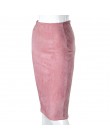 Aonibeier kobiet zamszowe jednolity kolorowy ołówek spódnica kobieta jesień zima wysoka talia Bodycon w stylu Vintage podział gr