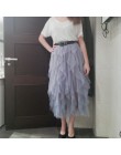 Elegancka modna spódnica damska z tiulu falbanki zwiewna długa maxi gumka wysoka talia one size