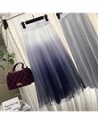 Surmiitro długi Tulle spódnica kobiet 2019 jesień gradientu koreański elegancki wysoka talia linia plisowana szkoła spódnica trz